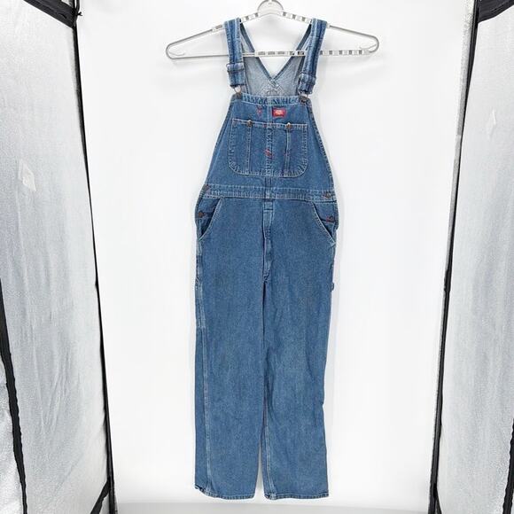 Dickies denim carpenter overalls size34x32 wide leg artsy rugged farm ranch